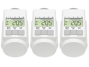AGT Programmierbarer Heizkörper-Thermostat (Energiesparregler) 3er-Set