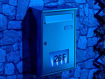 Lunartec Edelstahl-Briefkasten mit Solar-Leucht-Hausnummer