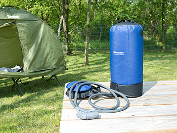 Semptec Tragbare Druck-Campingdusche mit Fußpumpe, 11 Liter