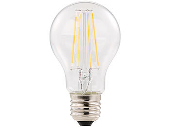 Luminea 4er-Set LED-Filament-Lampen, E27, A++, 6 W, 806 Lumen, 360°, warmweiß