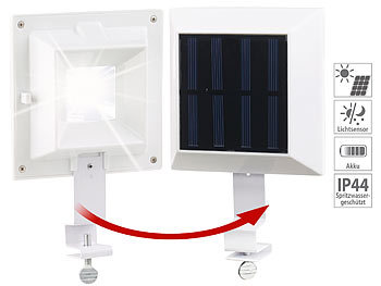 Solarleuchte Dachrinne: Lunartec Solar-LED-Dachrinnenleuchte, 6 SMD-LEDs, 20 Lumen, IP44, Licht-Sensor