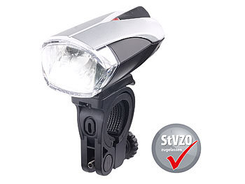 Fahrradleuchte: KryoLights LED-Fahrradlampe FL-412 mit Licht-Sensor & Akku, zugelassen n. StVZO
