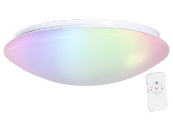 Luminea Dimmbare RGBW-LED-Wand- & Deckenleuchte, Fernbedienung, 1.100 lm, 15 W