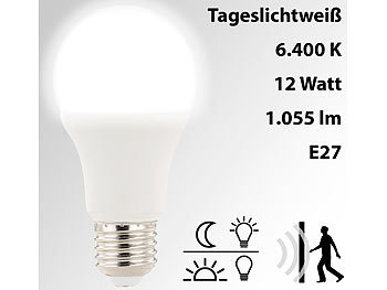 Luminea E27-LED-Lampe mit Radar-Bewegungs- & Lichtsensor, 12 W, tageslichtweiß