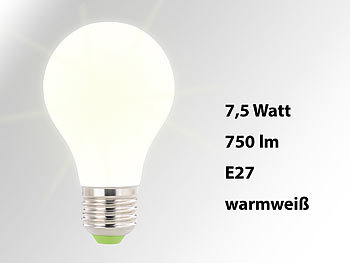Luminea SMD-LED-Lampe, E27, 360°, 8 Watt, 750 Lumen, warmweiß