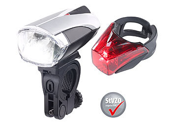 Fahrradrücklicht: KryoLights LED-Fahrradlampen-Set mit Licht-Sensor, Akku, inkl. Rücklicht, StVZO