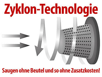 Sichler 2in1-Akku-Zyklon-Staubsauger BHS-300.ak mit 2 Aufsätzen, 21,6 V