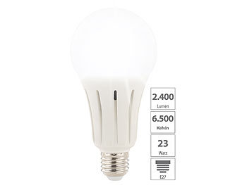 Tageslicht Glühbirne: Luminea High-Power-LED-Lampe E27, 23 Watt, 2.400 Lumen, tageslichtweiß 6.500 K