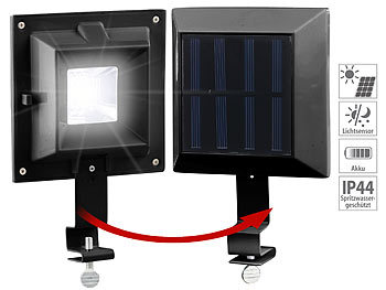 Solar LED Strahler: Lunartec Solar-LED-Dachrinnenleuchte, 20 Lumen, 0,2 Watt, Licht-Sensor, schwarz