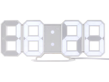 Lunartec Große Digital-LED-Tisch- & Wanduhr, 7 Segmente, dimmbar, Wecker, 21 cm