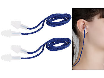 Lamellen Ohrstöpsel: newgen medicals Transparente Gehörschutzstöpsel mit Lamellen, 2 Paar mit Kordel, 29 dB