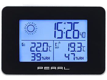 PEARL Wetterstation mit Funkwecker, Thermo-/Hygrometer und Funk-Außensensor