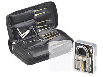 AGT Lockpicking-Set mit 30-teiliger Dietrich-Tasche & 4 Übungs-Schlössern