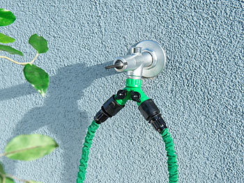 Royal Gardineer 2-Wege-Wasserhahn-Adapter mit 2 Ventilen für Gartenschläuche