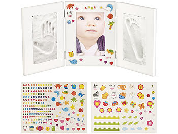 Babybilderrahmen: Your Design 3-teiliger Rahmen für Babyfoto und 2 Gipsabdrücke, 48,5 x 21 cm