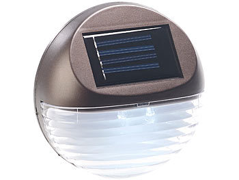 Lunartec 3er-Set Solar-LED-Zaunleuchte für Hauswand & Treppe, Lichtsensor, IP44