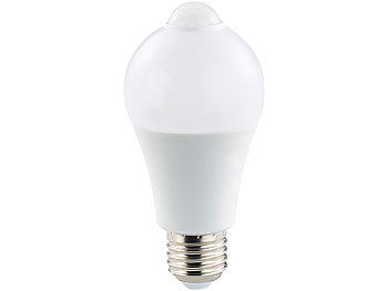 Luminea LED-Lampe mit PIR-Sensor, 6,5 Watt, 457 Lumen, E27, warmweiß, 3er-Set
