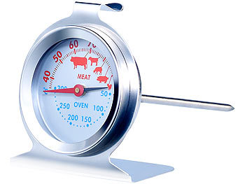 Thermometer für Backofen: Rosenstein & Söhne 3in1 XL Braten- und Ofen-Thermometer für Gar- & Backofentemperatur