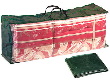 Regenschutz: Royal Gardineer Gewebeplane-Tasche für Gartenmöbel-Sitzkissen, 130x50x32 cm, 150 g/m²