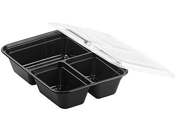 Rosenstein & Söhne 10er-Set Lebensmittel-Boxen mit je 3 Trennfächern & Deckel, 1,2 l