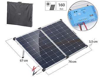 Solar-Tasche: revolt Faltbares mobiles 160W Solarpanel mit Laderegler 12V/10A mit USB