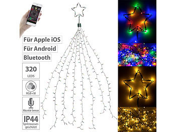 Weihnachtslichterkette: Lunartec Christbaum-Überwurf-Lichterkette, 320 RGBW-LEDs, Bluetooth & App, IP44