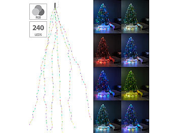 Baum-Lichternetz: Lunartec Christbaum-Überwurf-Lichterkette, 240 bunte LEDs, 6 Girlanden, je 4 m
