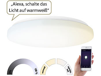 Luminea Home Control 2er-Set WLAN-LED-Deckenleuchten für Amazon Alexa&Google Assistant, 36W