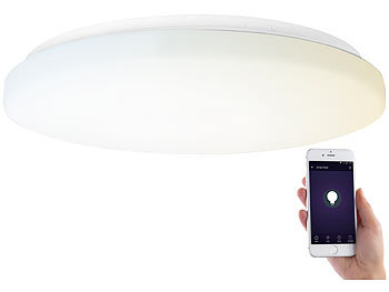 Deckenlampe Alexa: Luminea Home Control WLAN-LED-Deckenleuchte für Amazon Alexa & Google Assistant, CCT, 36 W