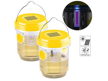 Insektenvernichter: Exbuster 2er-Set giftfreie Solar-LED-Insektenfalle z. Aufhängen oder Hinstellen