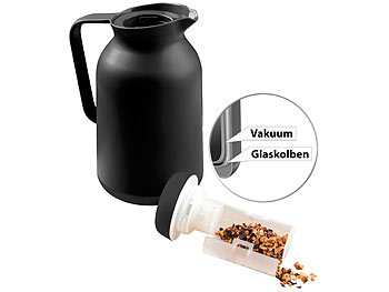 Teekanne: Rosenstein & Söhne 2in1-Vakuum-Isolierkanne für Kaffee und Tee, mit Teesieb, 1 Liter