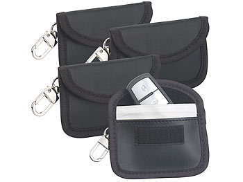 RFID-Schlüsseltasche: Semptec 4er-Set RFID-Schutztaschen für Funk-Autoschlüssel, aus Kunstleder