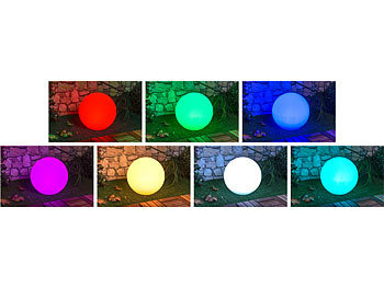 Lunartec Solar-LED-Leuchtkugel mit Fernbedienung, RGBW, 60 Lumen, IP67, Ø 30 cm