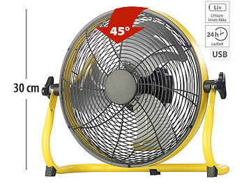 Ventilator Akku: Sichler Akku-Vollmetall-Bodenventilator, bis 1.200 U/Min., 30 cm, 15 Ah, IPX4