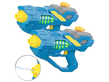 Wasser-Pistole: Speeron 2er-Set Batteriebetriebene Wasser-Spritzpistolen, LED-Licht, 450 ml