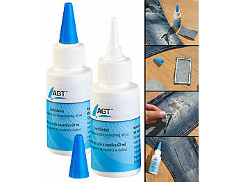 AGT 8er-Set Textilkleber, schnell trocknend und hitzebeständig, 8x 60 ml
