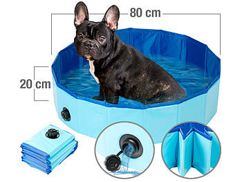 Faltbarer Pool: Sweetypet Faltbarer Hundepool mit rutschfestem Boden & Ablassventil, 80 x 20 cm