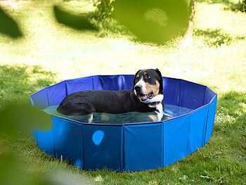 Sweetypet Faltbarer XL-Hundepool mit rutschfestem Boden, 120x30 cm, blau