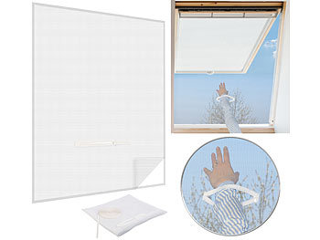 Insektengitter: infactory Fliegengitter mit Fenster-Zugang, 150 x 180 cm, zuschneidbar, weiß