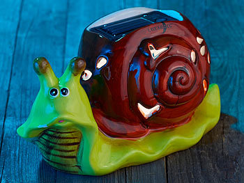 Lunartec LED-Solarleuchte "Schnecke" aus Keramik