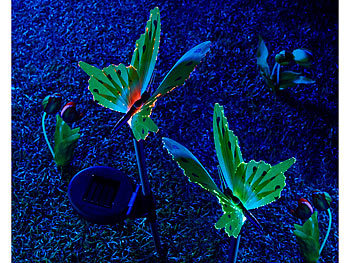 Lunartec Solar-LED-Gartendeko Schmetterling m. leucht. Flügeln,3er-Set