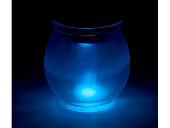 Lunartec LED-Solar-Tischlampe im Windlicht-Design, blau