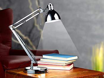 Lunartec Tischlampe im Retro-Design, 3 Watt-LED, silber