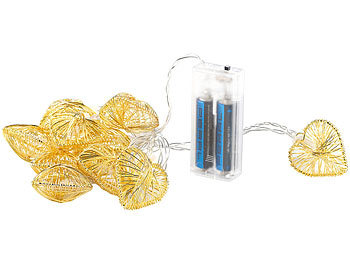 Lunartec Herz-Lichterkette gold, batteriebetrieben