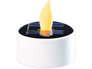 Lunartec Solar-Teelichte mit flackernder LED-Flamme, weiß, 4er-Set