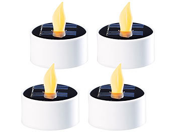 Lunartec Solar-Teelichte mit flackernder LED-Flamme, weiß, 4er-Set