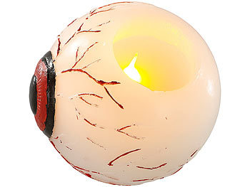 LED Echtwachskerzen: Lunartec Halloween LED-Echtwachs-Kerze im Augendesign