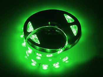 Lunartec LED-Streifen LE-500GN, grün, 5m, Innenbereich & Netzteil