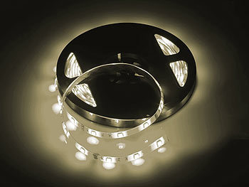 Lunartec LED-Streifen LE-500MN, 5 m, warmweiß, Innenbereich & Netzteil