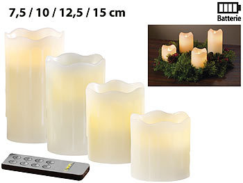 Kerzen LED: Britesta 4 flackernde LED-Echtwachskerzen mit abgestufter Höhe, weiß